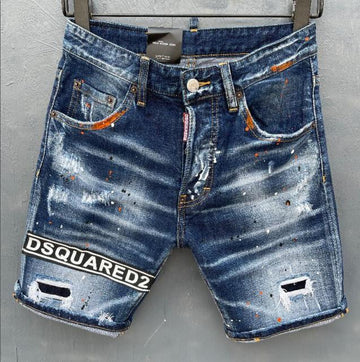 Summer style new popular jeans brand Italian slim short jeans men, blue denim shorts with ripped zipper D917 aidase-shop